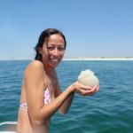 Valerie holding a Cannonball Jellyfish